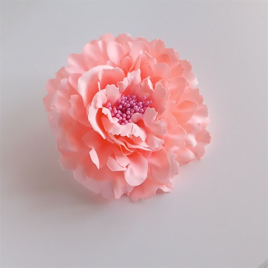 Заколка - брошь цветок Пион, диаметр 11 см, персик - фото 11415
