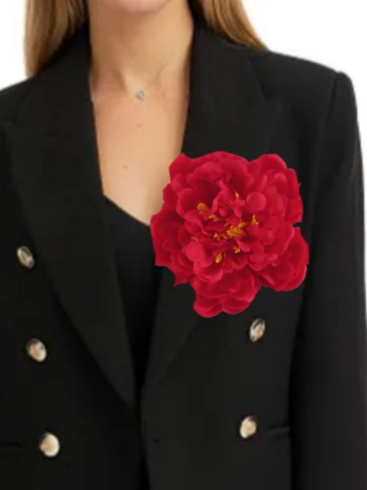 Брошь цветок Пион, красный - фото 11537