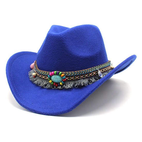 Шляпа ковбоя в западном этностиле, синяя - фото 9613