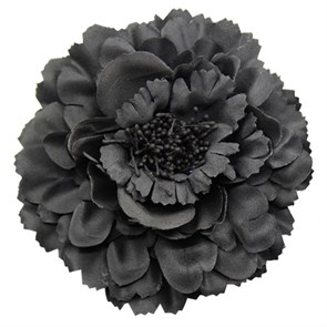 Заколка - брошь цветок Пион, диаметр 11 см, черная