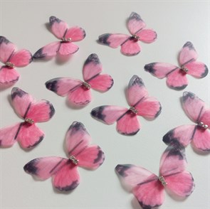Декоративные бабочки со стразами 3х2,5см 10 штук.