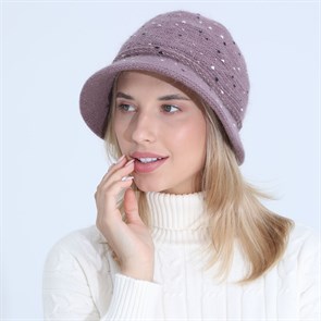 Шапка - шляпа с полями с крапинками, фиолет матовый