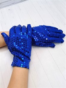 Перчатки с пайетками синие, взрослые