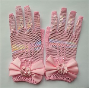 Перчатки детские "Сеточка" с бантиком, розовые