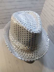 Карнавальная шляпа с пайетками, серебристая, размер 54