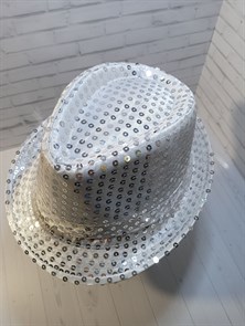 Карнавальная шляпа с пайетками, серебристая, размер 58
