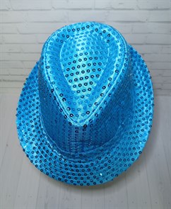 Карнавальная шляпа с пайетками, голубая, размер 58