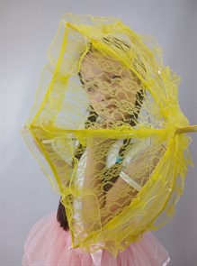 Зонтик детский кружевной, желтый, 54 см