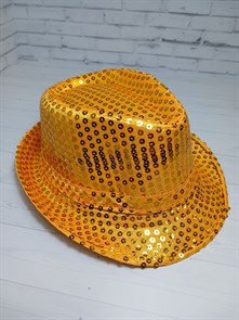 Карнавальная шляпа с пайетками, светло оранжевая, размер 54