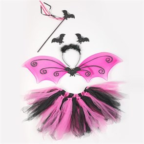 Карнавальный костюм Летучая мышь, черно-розовая