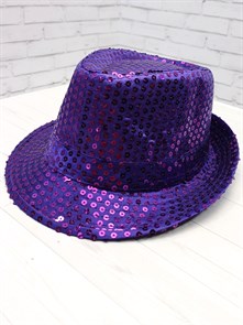 Карнавальная шляпа с пайетками, фиолетовая, 58