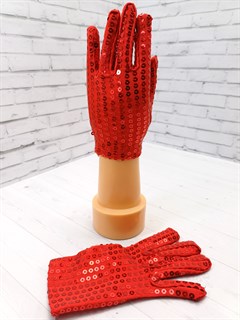 Перчатки с пайетками красные, детские