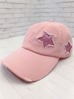 Бейсболка "Звезды", светло-розовая