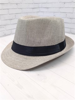 Шляпа "Соломенная" 58, серая с черной полосой