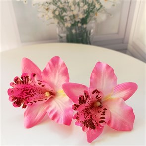 Комплект двух заколок "Тропический цветок Орхидея", розовый